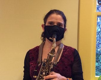 Mascarilla de músico, mascarilla para trompetistas, mascarilla para músicos de AD/adolescentes, mascarilla para saxofón, mascarilla para clarinete, mascarilla para músicos de viento, mascarilla totalmente de algodón