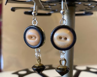 Hermosos pendientes de botón de muñeca de cristal y porcelana china antigua