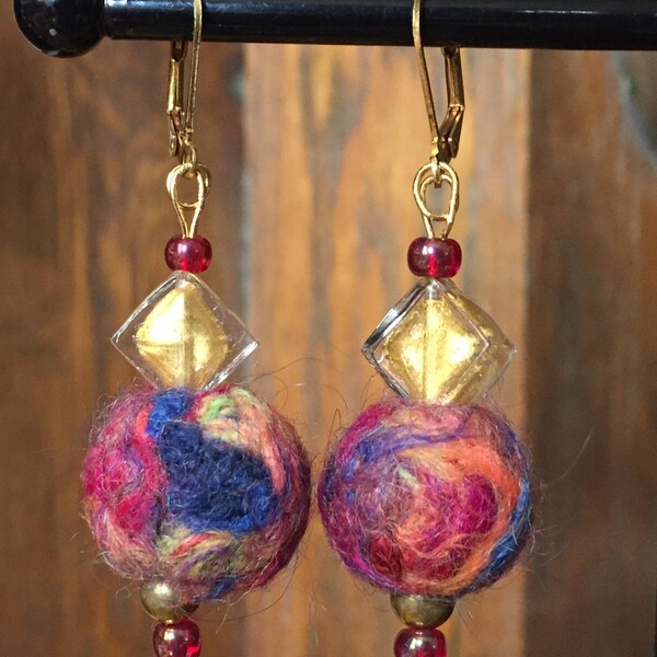 Felted Ball Earrings Etsy