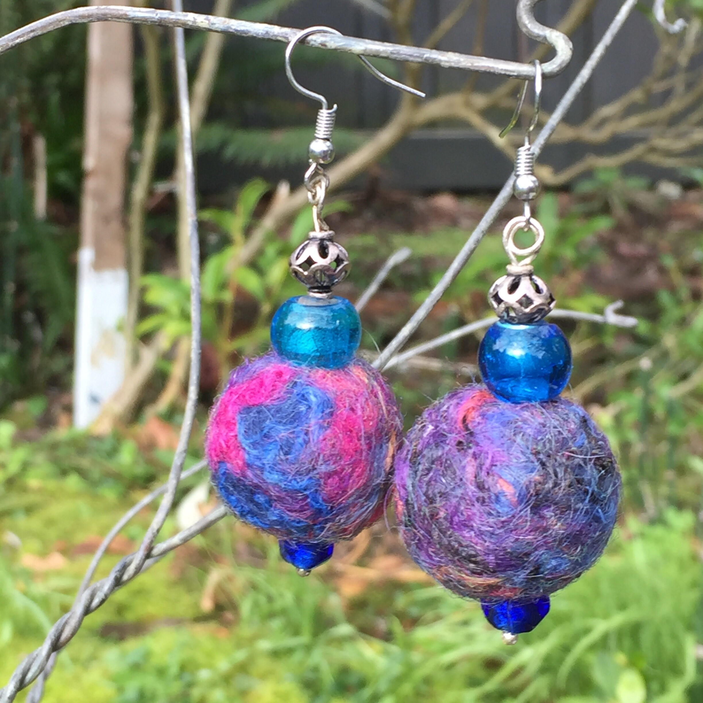 Handmade Purple Felt Earrings
