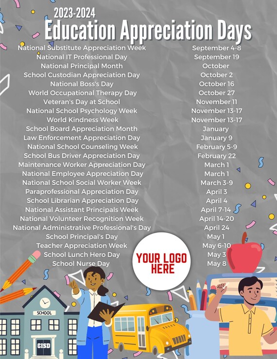 Education Appreciation Calendar Teacher Appreciation Week 2023 - Etsy Education Appreciation Calendar Teacher Appreciation Week 2023 - Etsy