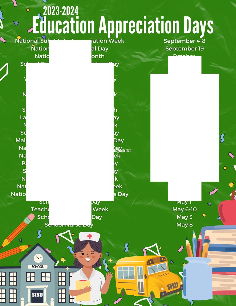 Education Appreciation Calendar Teacher Appreciation Week Etsy