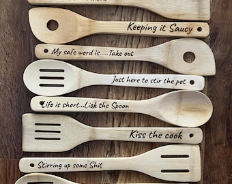 Engraved kitchen utensils