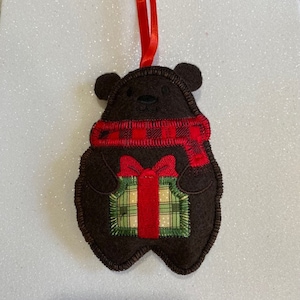 Embroidered Woodland Animal Ornaments, Bear, Owl, and Fox