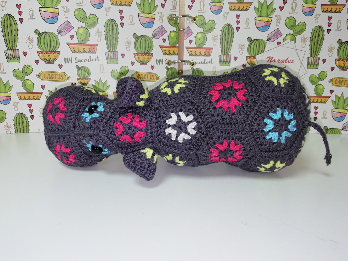 Crochet hippo made out of Granny Squares Grannies Etsy