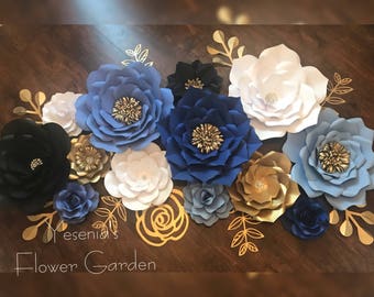 blue paper flowers etsy paper flower