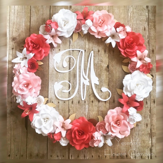 Items similar to Paper Flowers Wreath on Etsy
