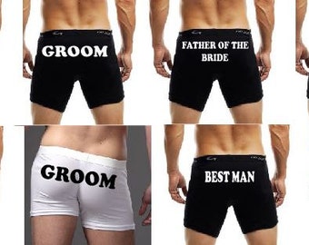 Set of 7, Custom Boxer Briefs for Groom Party, Best Man, Father of the Bride, Father of the Groom, Gifts for Groom