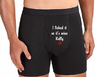 I Licked it Black Boxer Briefs,  Valentine's Day Gifts - Gifts For Him - Personalized Boxer Briefs - Anniversary Gifts