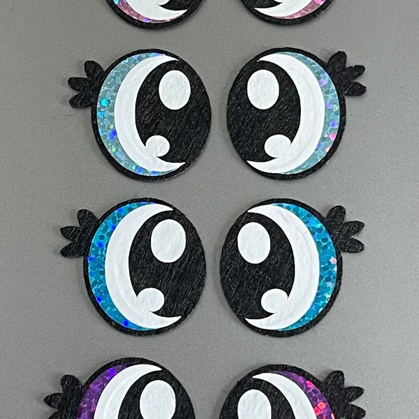 Set of 4 Holographic 25mm or 30mm, Felt Eyes, Lash Eyes with Heat and Bond