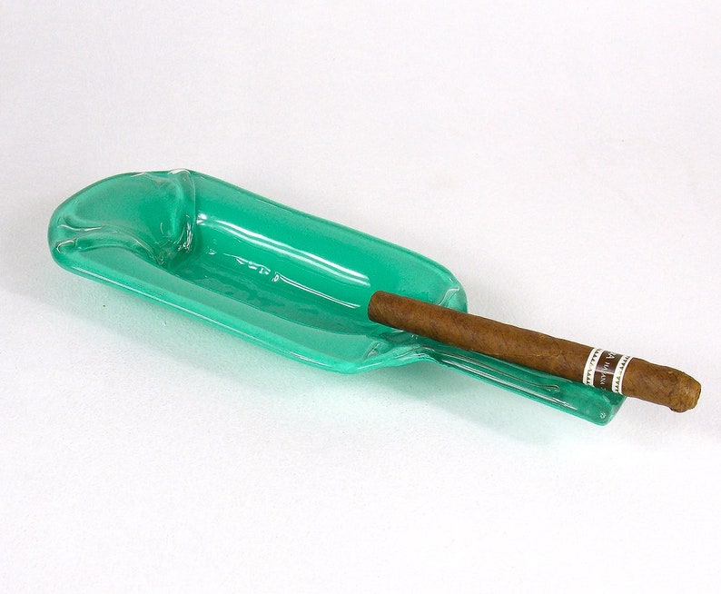Wine Bottle Cigar Ashtray Slumped Bottles Turquoise Ashtray Etsy