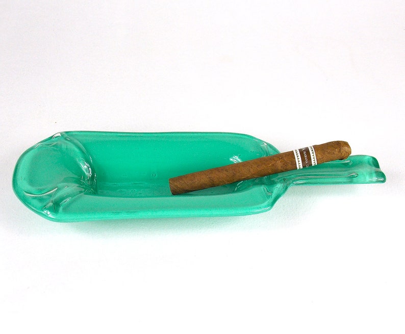 Wine Bottle Cigar Ashtray Slumped Bottles Turquoise Ashtray Etsy