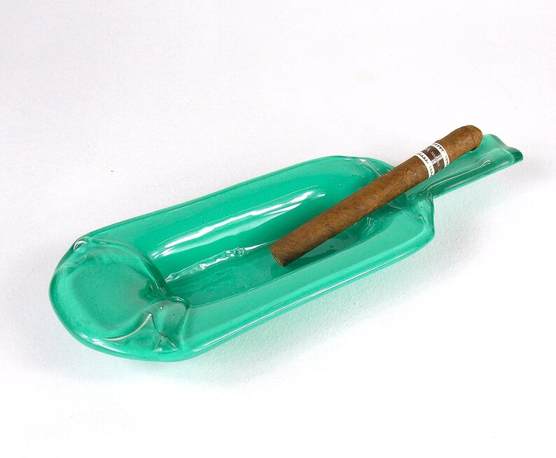 Wine Bottle Cigar Ashtray Slumped Bottles Turquoise Ashtray Etsy