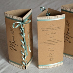 Menu de mariage en kraft (par lot de 3)