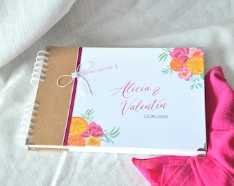Livre d'or personnalisée fuchshia et orange