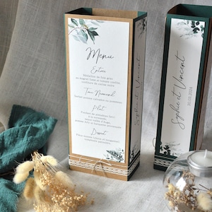 Menu de mariage bohème motifs pampas