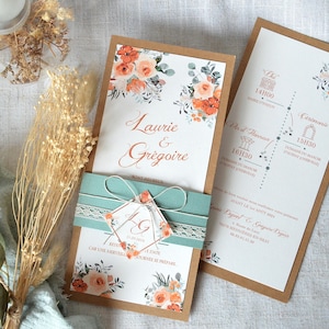 Faire-part mariage vert sauge