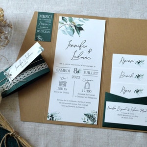 Country invitation, chic forest green nature