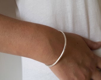 Hammered Silver Cuff Bangle, Sterling Silver Cuff Bangle, Simple Cuff Bangle, Open Bangle, Silver Bangle, Silver Jewellery UK