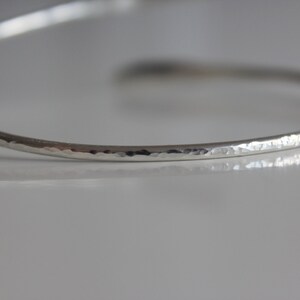 Silver Bangle, Adjustable Hammered Sterling Silver Bangle, Open Crossover Bangle, Solid Silver Bangle, Silver jewellery uk image 7