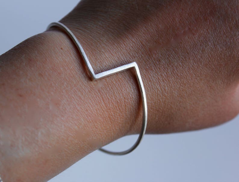 Solid Silver Bangle, Sterling Silver Bangle, Unusual Bangle, Geometric Bangle, Minimalist Contemporary Silver Bangle, Silver Jewellery image 4