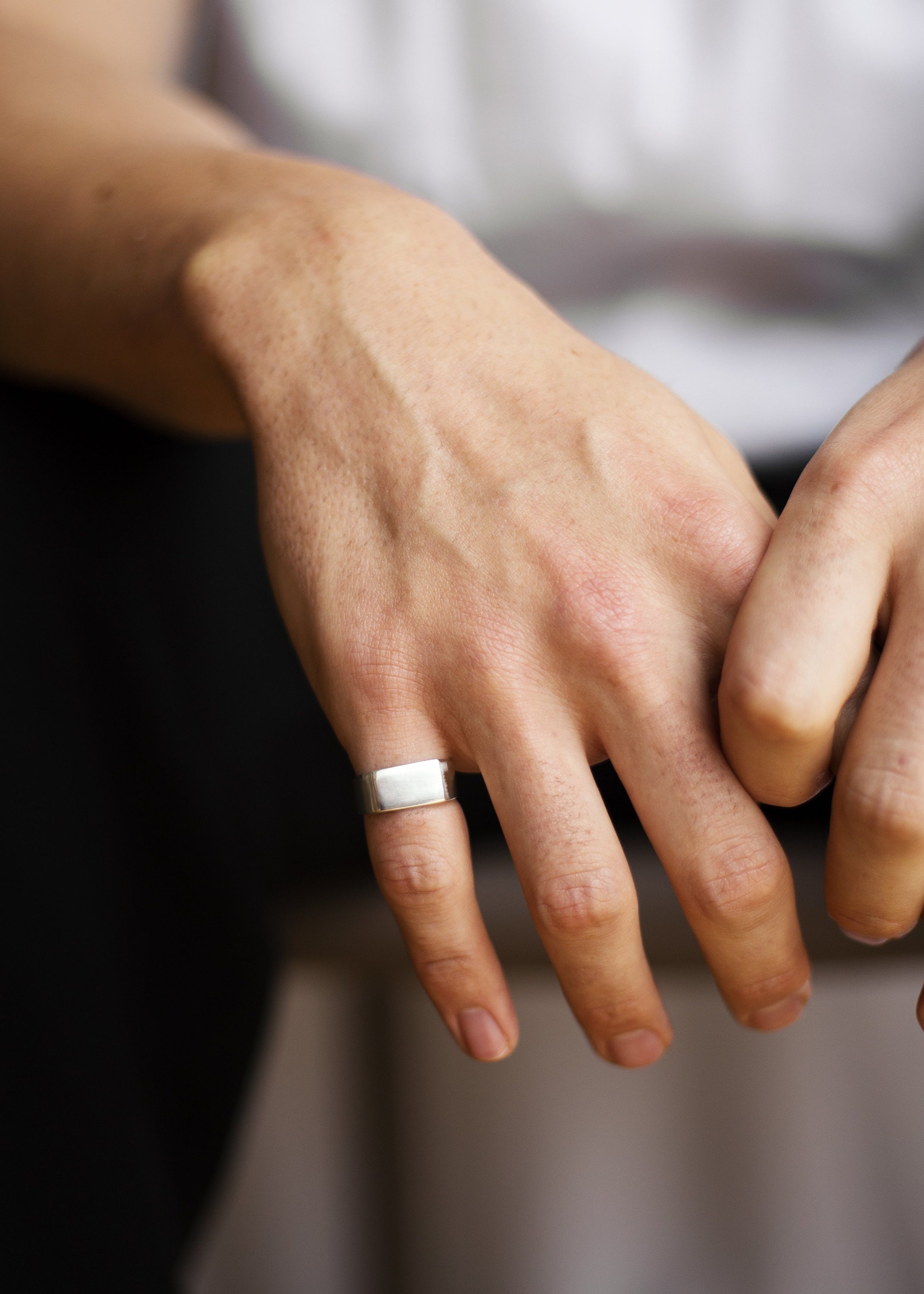 statement Silver Ring, Chunky Signet Modern Recycled Unisex Jewellery | UK