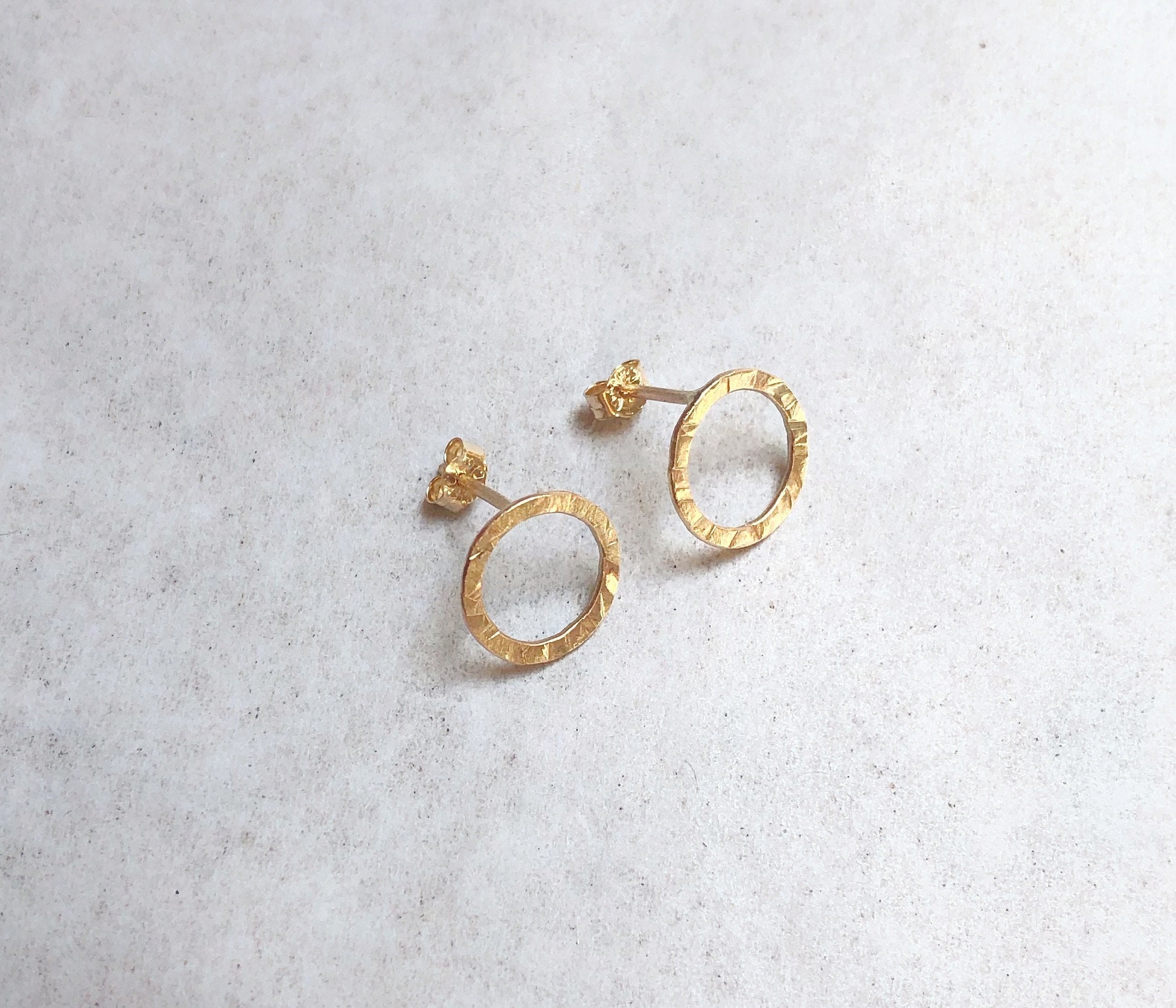 Gold Stud Earrings Gold Circle Earrings Small Circle Studs | Etsy UK
