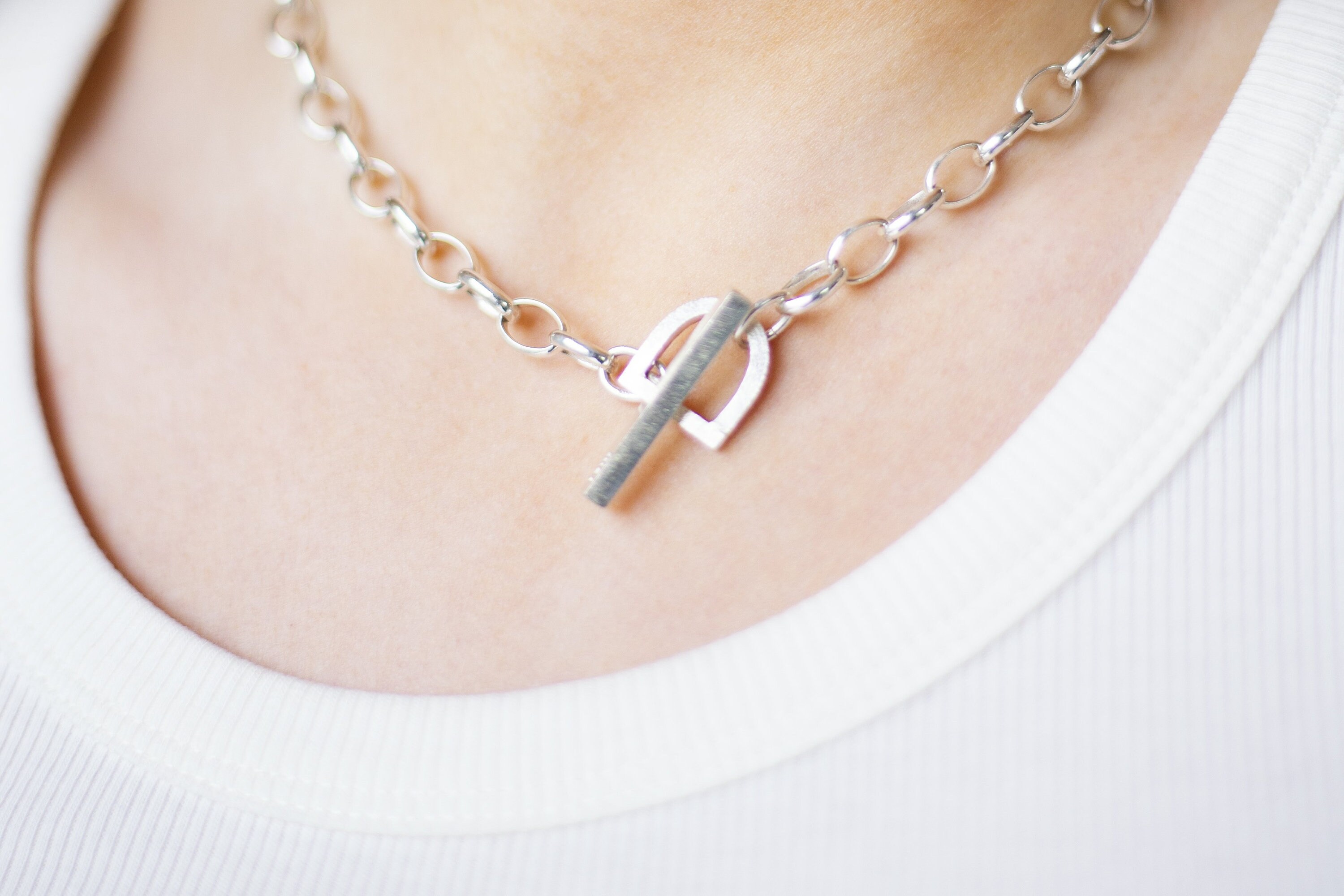 Chunky Silver Necklace Silver Statement 