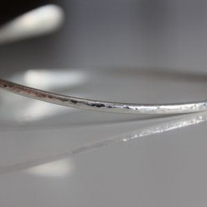 Silver Bangle, Adjustable Hammered Sterling Silver Bangle, Open Crossover Bangle, Solid Silver Bangle, Silver jewellery uk image 4