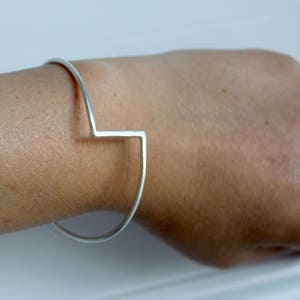 Solid Silver Bangle, Sterling Silver Bangle, Unusual Bangle, Geometric Bangle, Minimalist Contemporary Silver Bangle, Silver Jewellery image 3