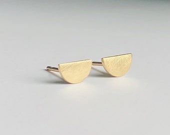 Solid Gold Stud Earrings, Small Gold Stud Earrings, Recycled Gold Earrings, Moon Earrings, Minimalist earrings UK