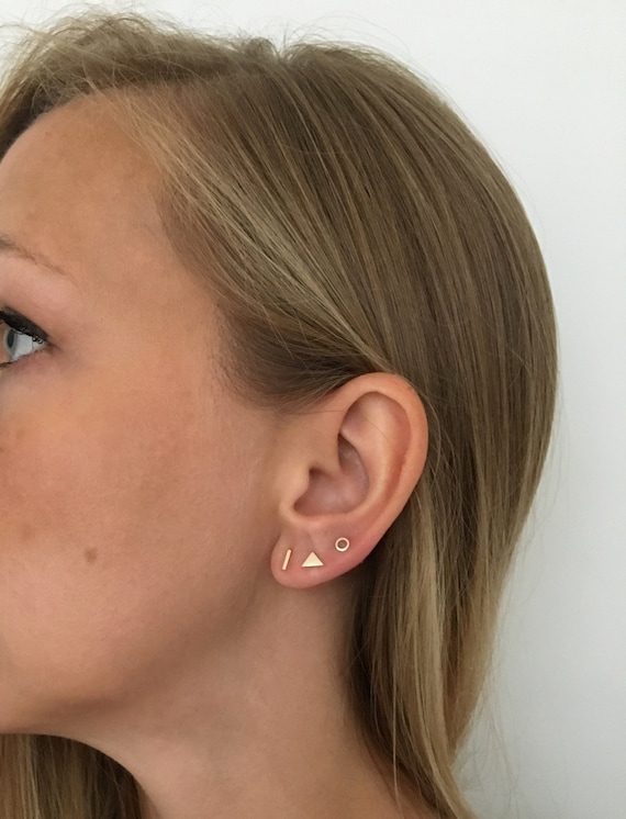 Tiny gold 2024 stud earring set
