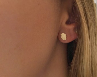 Gold Stud Earrings, Small Gold Stud Earrings, Minimalist jewellery, Real Gold Stud Earrings, Brushed Gold Earrings,Disc Earrings UK