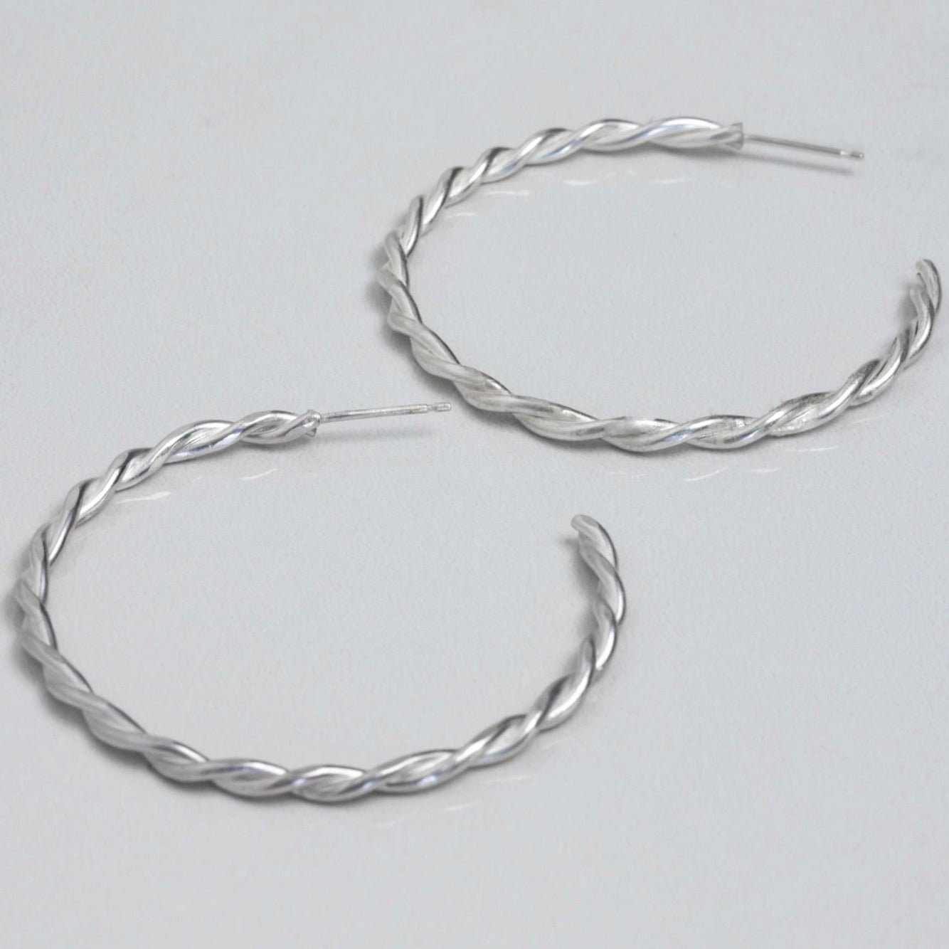 Large Hoop Earrings UK, Twist Hoops, Silver Earrings, Recycled Jewellery, Sterling UK