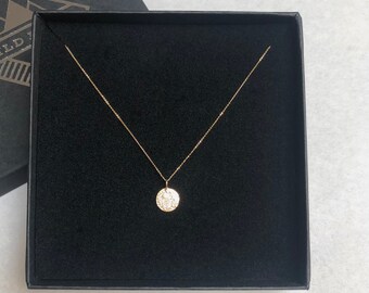 Solid Gold Disc Pendant Necklace 9 