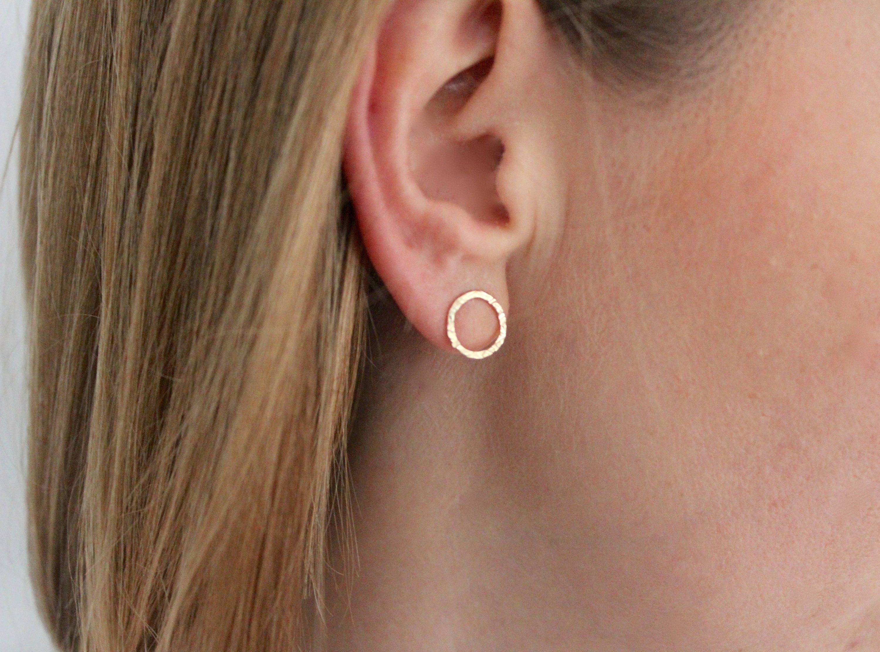 Gold Stud Earrings Gold Circle Earrings Small Circle Studs Etsy UK