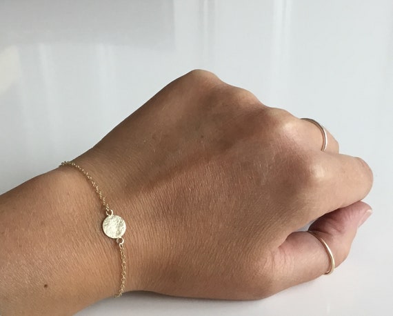 Gold Bracelet Gold Hammered Circle Bracelet Gold Bangle Solid