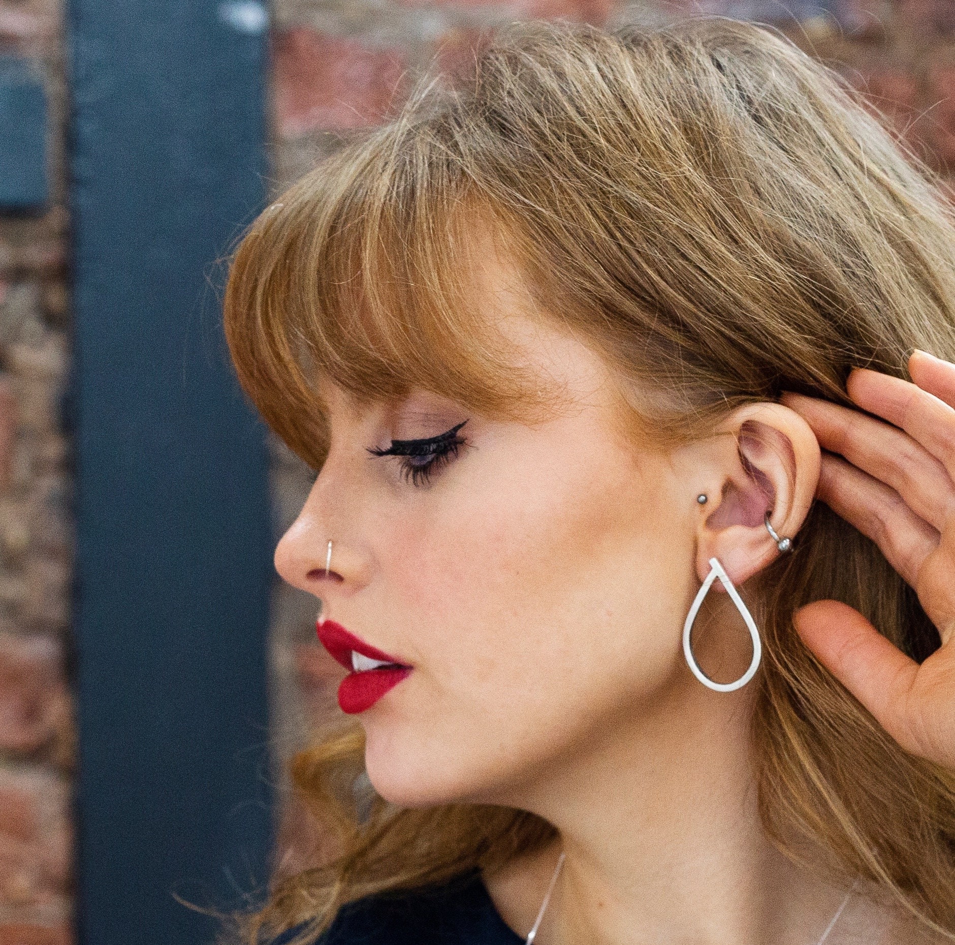 Silver Hoop Earrings UK, Front Facing Drop Hoops, Minimal Circle Earrings, Eco Silver, Recycled Large Hoops UK