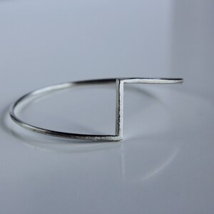 Solid Silver Bangle, Sterling Silver Bangle, Unusual Bangle, Geometric Bangle, Minimalist Contemporary Silver Bangle, Silver Jewellery image 2