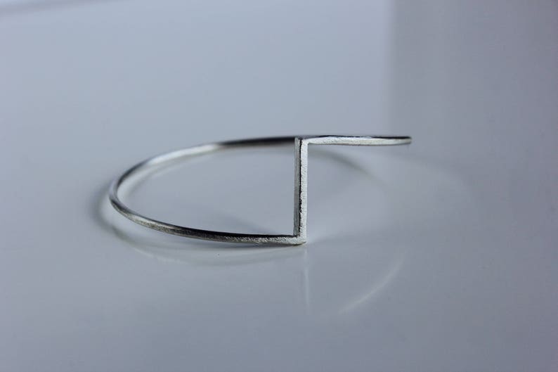 Solid Silver Bangle, Sterling Silver Bangle, Unusual Bangle, Geometric Bangle, Minimalist Contemporary Silver Bangle, Silver Jewellery image 2