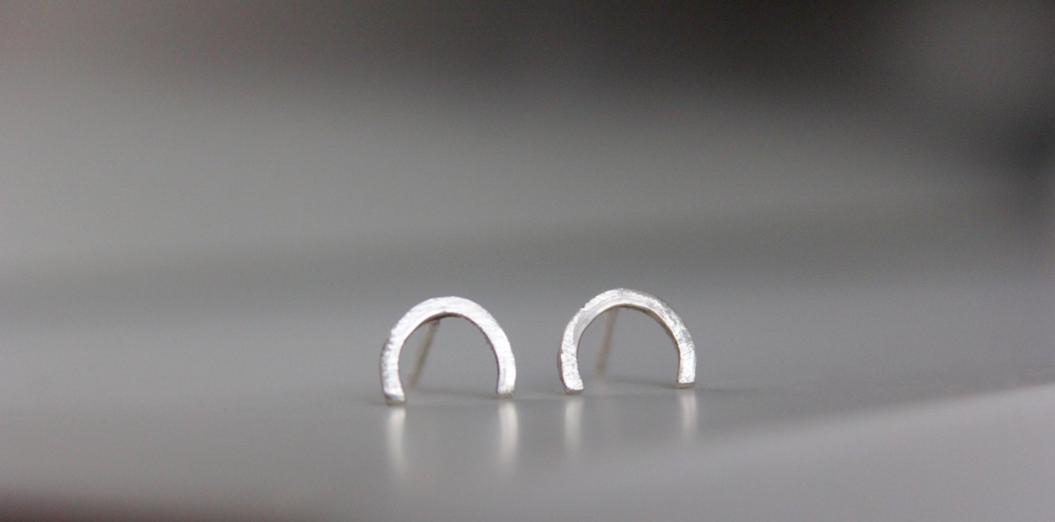 Silver Stud Earrings, Delicate Small Shape Minimalist Jewellery, Eco