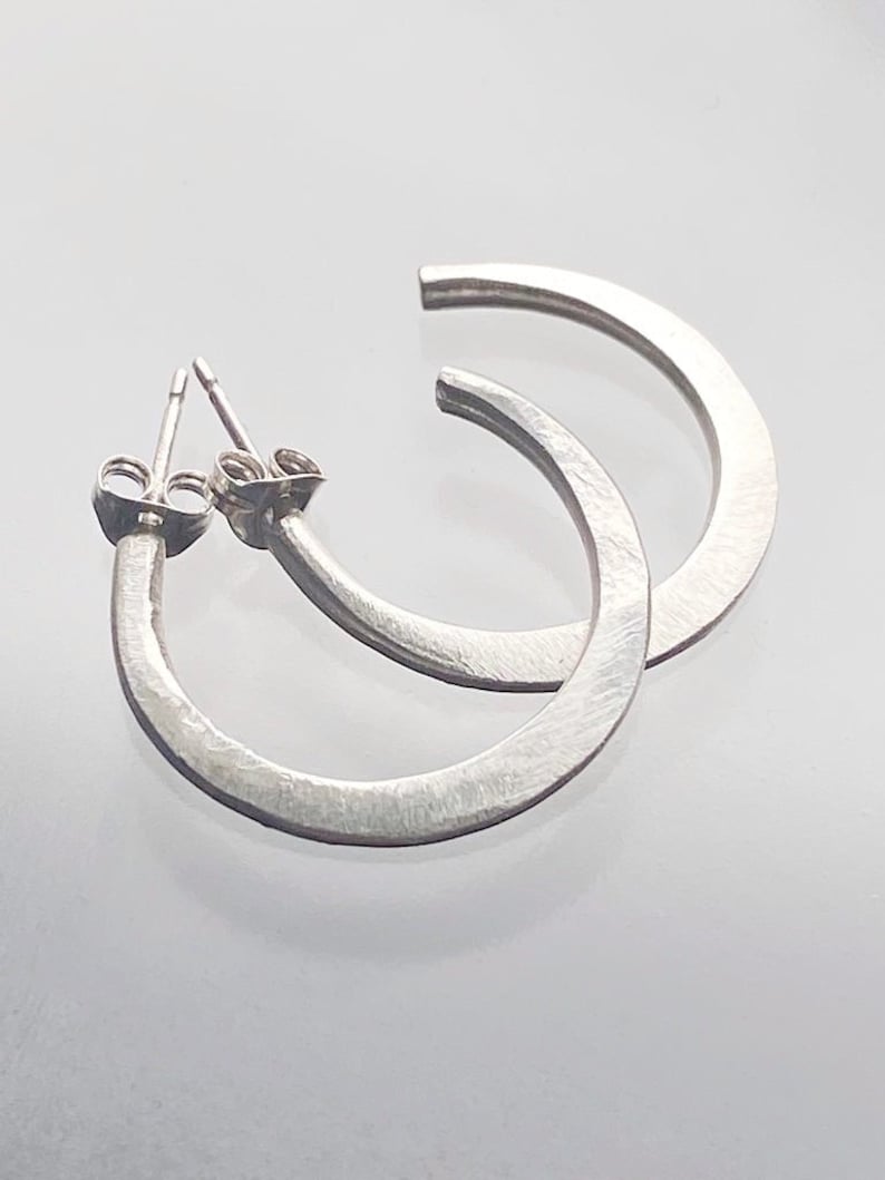 Silver Hoop Earrings UK, Simple Silver Hoops, Dangly Silver Earrings, Silver Drop Earrings, Sterling Silver Earrings UK image 4