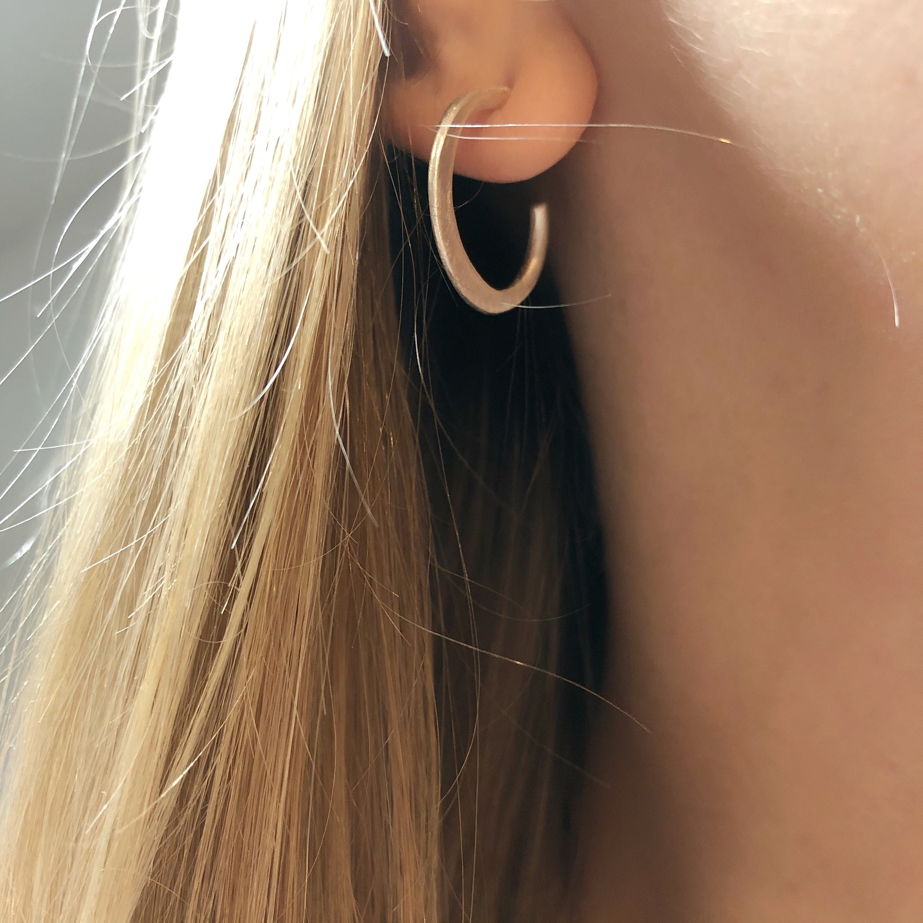 Silver Hoop Earrings UK, Simple Hoops, Dangly Earrings, Drop Sterling UK