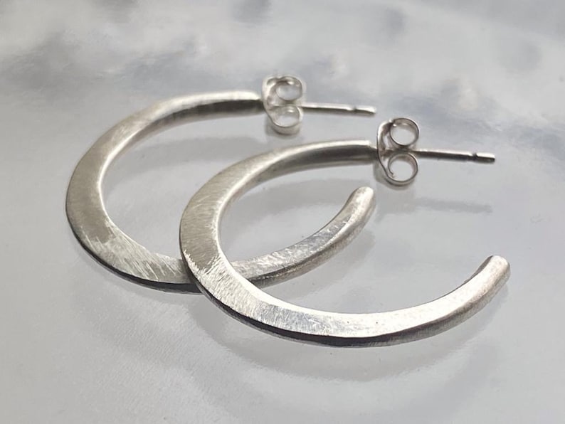 Silver Hoop Earrings UK, Simple Silver Hoops, Dangly Silver Earrings, Silver Drop Earrings, Sterling Silver Earrings UK image 2