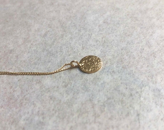 Solid Gold Disc Pendant Necklace 9 