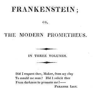 Frankenstein, Mary Shelley, A3, eerste editie, INSTANT DIGITAL DOWNLOAD, Art Print, kunst aan de muur, afdrukbaar, pdf, Vintage, Oldie, boeken, lezen