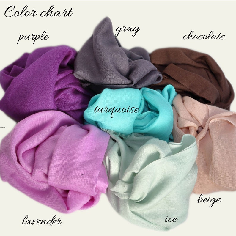 Large soft cashmere scarf, turquoise. Oversized wrap ideal for outdoor dinners and weekend trips. Warm eylure pashmina. Colorful accessory image 6