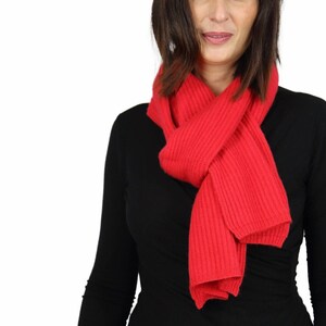 Perfect woman shawl for business & travel Red Made in Nepal Thick scarf in cashmere wool Textured and chunky knit scarf for added warm