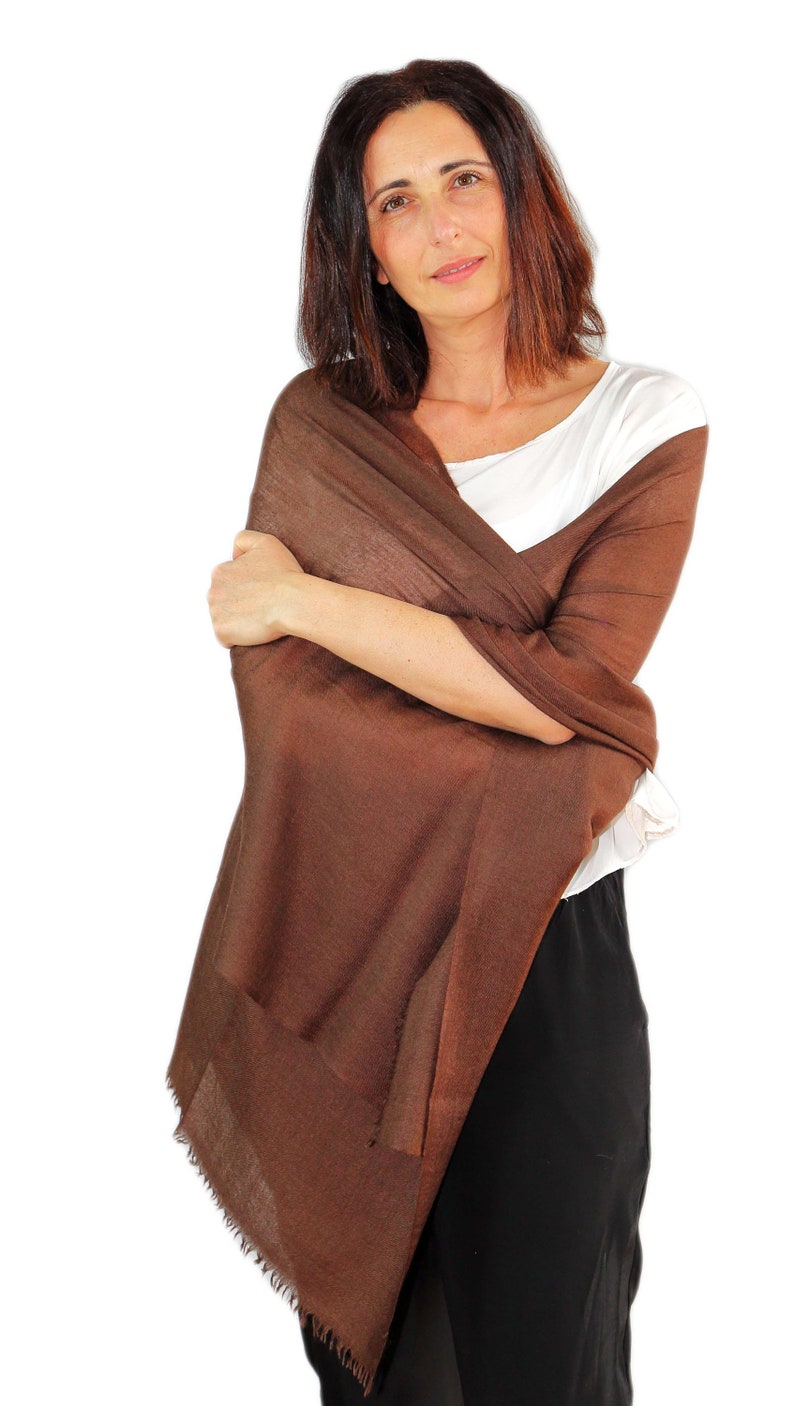 Large soft cashmere scarf, turquoise. Oversized wrap ideal for outdoor dinners and weekend trips. Warm eylure pashmina. Colorful accessory Chocolate