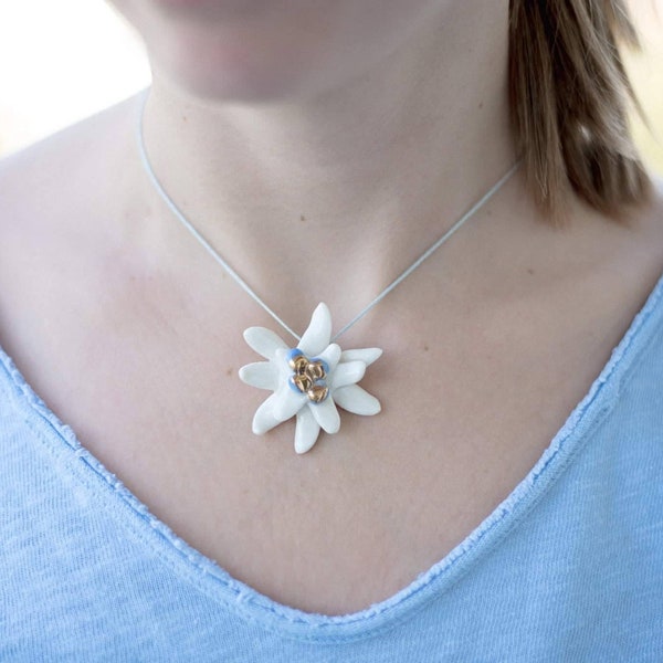 Edelweiss pendant made of porcelain